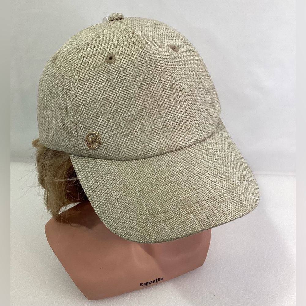 Michael Kors Woman’s Beige  Baseball Cap Hat  MK Logo Adjustable